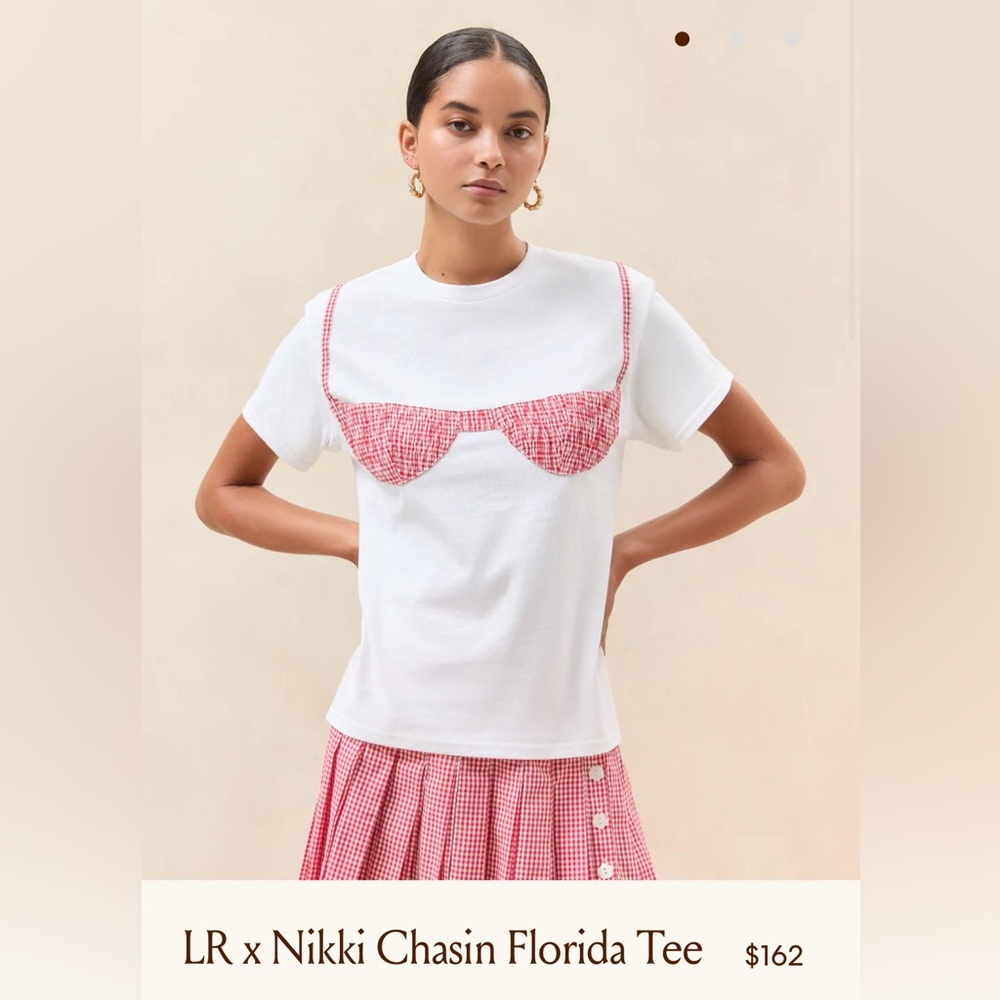 Loeffler Randall x Nikki Chasin Red Gingham Florida Tee